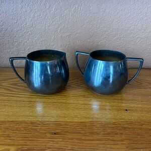 Vintage Empire Crafts quadruple plate silverplated creamer sugar bowl set